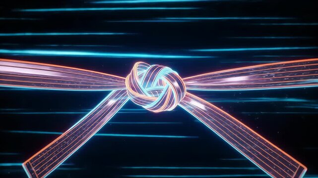 Abstract digital art of a glowing ribbon tied in a complex knot
