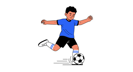 Obraz premium Young Boy Kicking Soccer Ball Illustration.