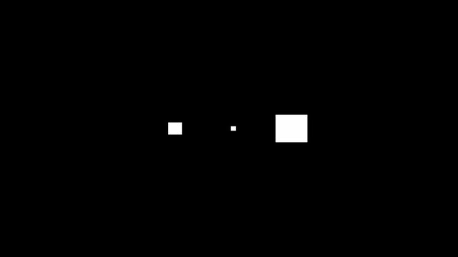 White Three Rectangle looping progress icon. Three Rectangle loading animation on black background. 4k video