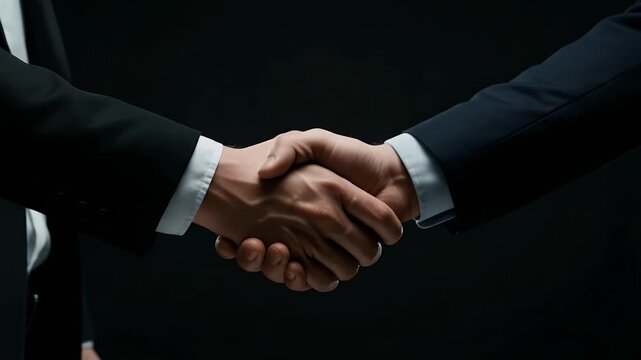 Two business professionals shaking hands in a symbol of agreement and partnership