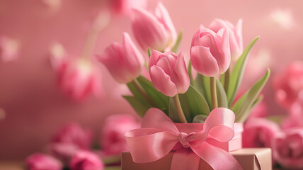 Kartka z życzeniami na międzynarodowy dzień kobiet. Kobieta i tulipany.