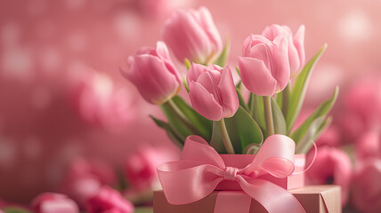 Kartka z życzeniami na międzynarodowy dzień kobiet. Kobieta i tulipany.