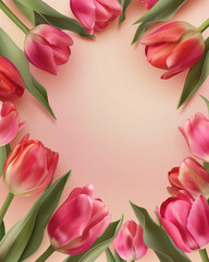 Kartka z życzeniami na międzynarodowy dzień kobiet. Kobieta i tulipany.