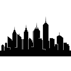 Obraz premium Silhouette of a modern city skyline with diverse skyscrapers.