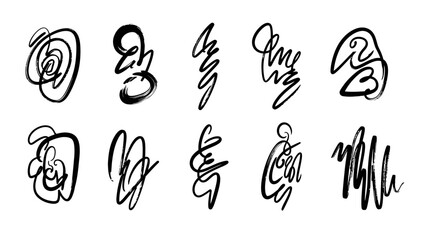Abstract brush stroke doodles collection for graphic design.