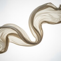 Fototapeta premium Flowing Beige Fabric Isolated on White Background