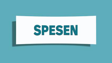 Spesen (Expenses) - A card isolated on light green background.