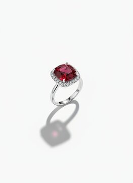 Ruby Ring with Diamond Halo.