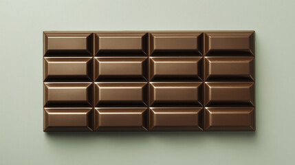 Whole Smooth Chocolate Bar with Perfectly Divided Segments on Light Background