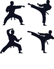 Martial Arts Karate Action Silhouette Set