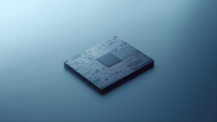 Microchip on gradient blue surface