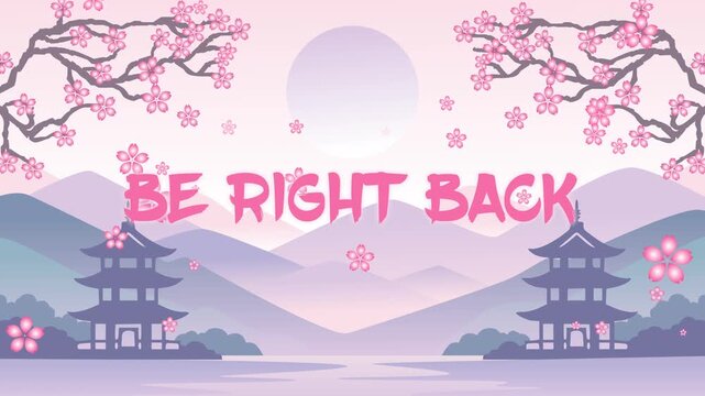 Cute Sakura Be Right Back Livestream Screen with Japanese Landscape