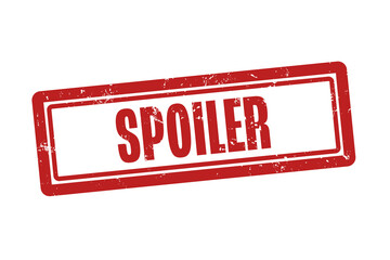 Spoiler (spoiler) - A red stamp, isolated on white background.