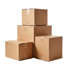 A stack of brown cardboard boxes used for shipping, storage, and packaging. Ideal for delivery, moving, and logistics purposes, showcasing a practical packaging solution.