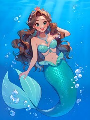 mermaid illustration, generation AI 