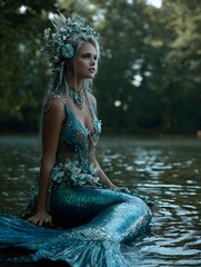 mermaid illustration, generation AI 