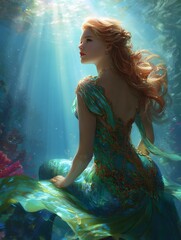 mermaid illustration, generation AI 