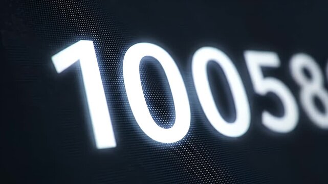A close-up view of a digital counter displaying the number 10058 in white on a dark background