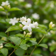Jasmine flower, branch of beautiful jasmine flowers