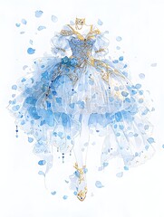 Water color dress illustration, generation AI 