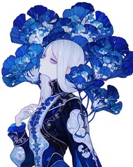 Water color blue illustration, generation AI 