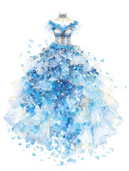 Water color dress illustration, generation AI 