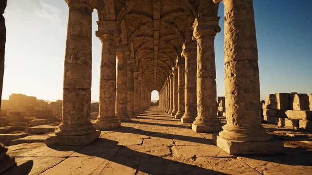 Ancient Ruins Colonnade: Historical Architecture