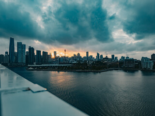 Naklejka premium Sydney Skyline at Sunrise, CBD Cityscape with Sydney Tower, Australia