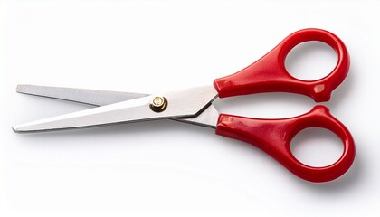 Tesoura Com Cabo Vermelho Isolada Em Fundo Branco