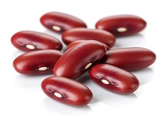 Closeup of Red Kidney Beans on White Background