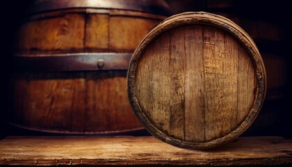 Fototapeta premium Background Of Barrel And Worn Old Table Of Wood