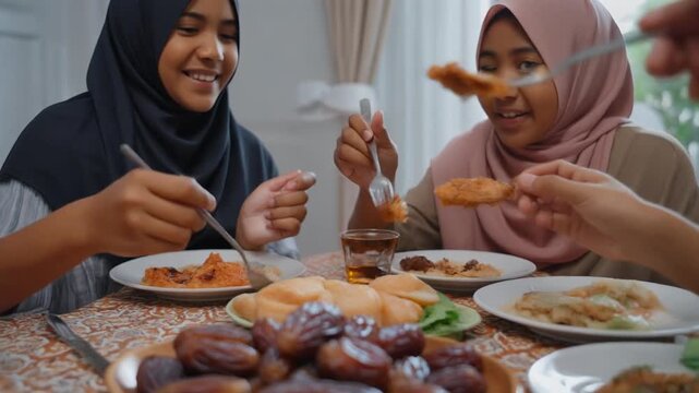 Close-up dates fruit dish Eid Mubarak Muslim Asia family have Iftar dinner to break feast.