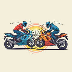 Obraz premium Motorcyclists Racing with Speed and Competition.
