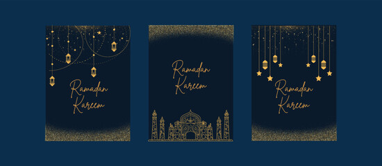 Naklejka premium Ramadan Kareem greeting card, banner and social media template design.