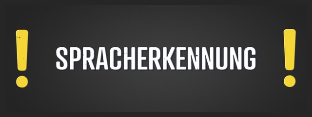 Spracherkennung (Speech recognition) - A blackboard illustration with white text.