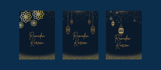 Naklejka premium Ramadan Kareem greeting card, banner and social media template design.