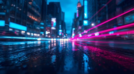 Obraz premium Neon Pulse: A Futuristic Night in the Cyber City