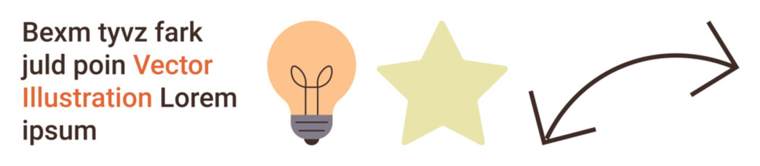 Creative design elements for education, creativity, inspiration, presentation, minimalistic style, and graphic design. Includes a light bulb, star and curved arrow. Suitable for creativity © robu_s