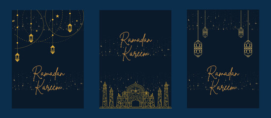 Ramadan Kareem greeting card, banner and social media template design.