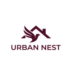 Elegant bird integrated with house roof silhouette for residential real estate and property management branding by URBAN NEST logo design