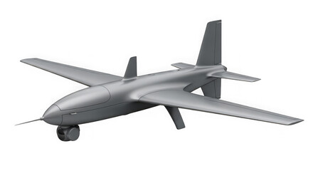 Gray drone aircraft flying on transparent background isolated