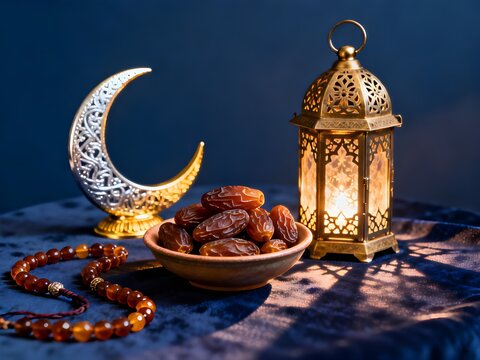 Dark background featuring elegant Islamic Ramadan decoration, suitable for seasonal design, religious campaigns, and cultural promotional materials.