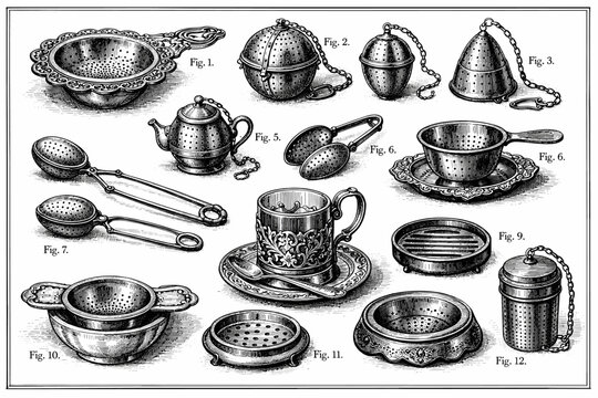 Vintage tea infuser collection: antique strainers and teapots illustrated guide