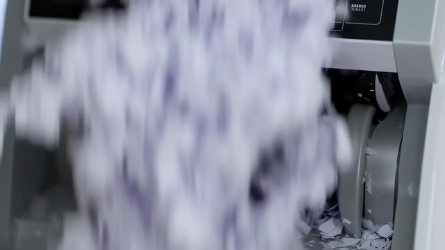 Paper being shredded by a machine