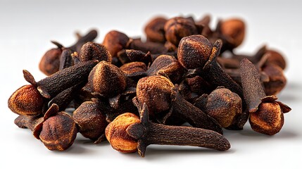 Fototapeta premium Close-up of Aromatic Dried Cloves on White Background