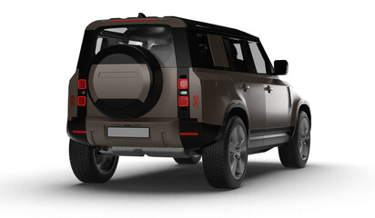 Brown Modern SUV Slight Right Rear View 3D Render on Transparent Background