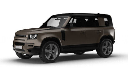 Brown Modern SUV Slight Left Front View 3D Render on Transparent Background