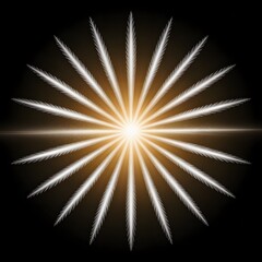 Fototapeta premium A bright shining star with white and yellow rays on a black background