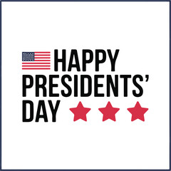 Obraz premium Happy presidents day text with american flag and stars celebration graphic