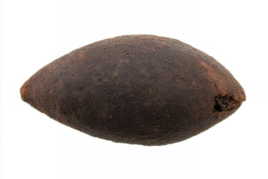 A single cooked Brazilian quibe isolated on white
